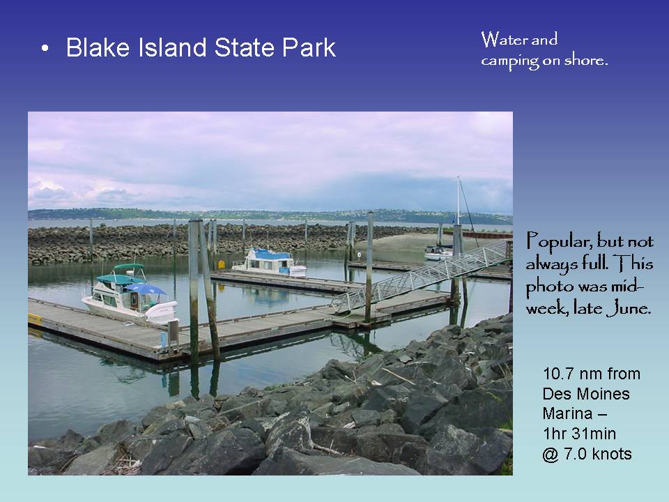 Blake Island State Park, Water and Camping Ashore