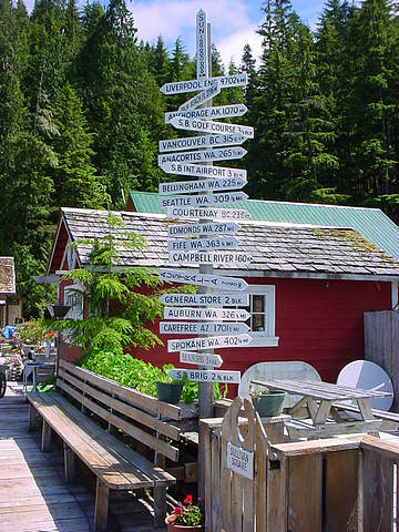 Signpost in Sullivan Bay Marina