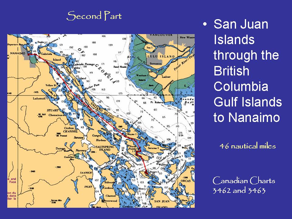 San Juan Islands through the British Columbia Gulf Islands to Nanaimo, 46 nautical miles