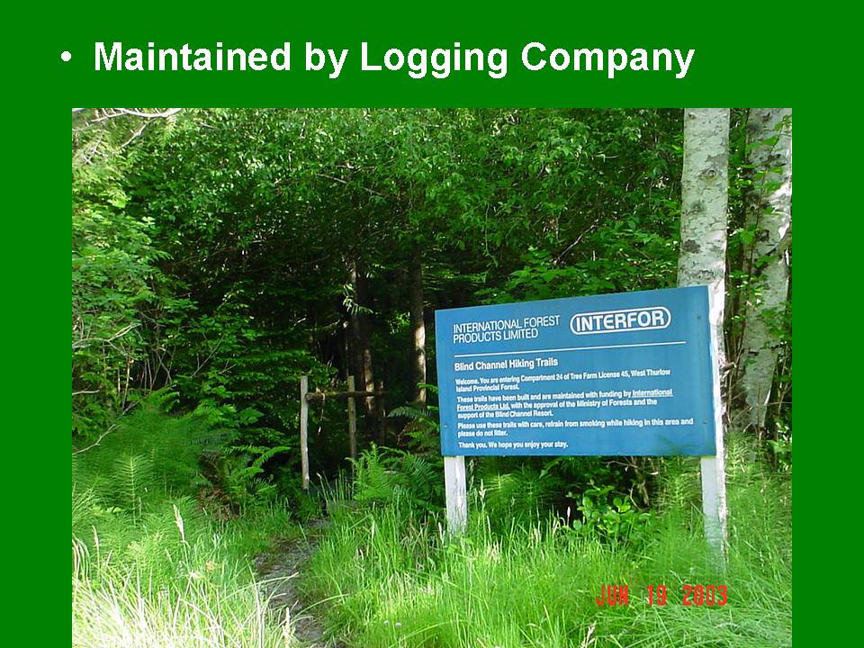 Trails Maintained by Logging Company