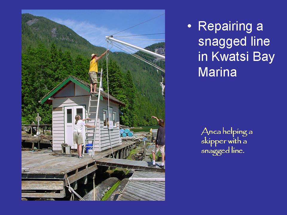 Repairing a Snagged line in Kwatsi Bay Marina